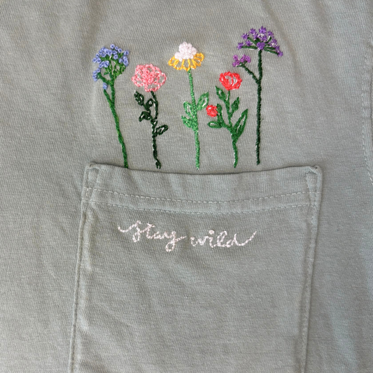 STAY WILD POCKET EMBROIDERY
